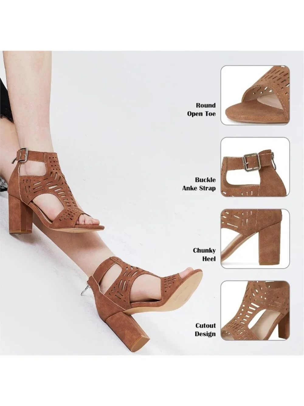 Stylish Brown Open Toe Wedge Sandals for Women | Bohemian Cutout, Ankle Strap